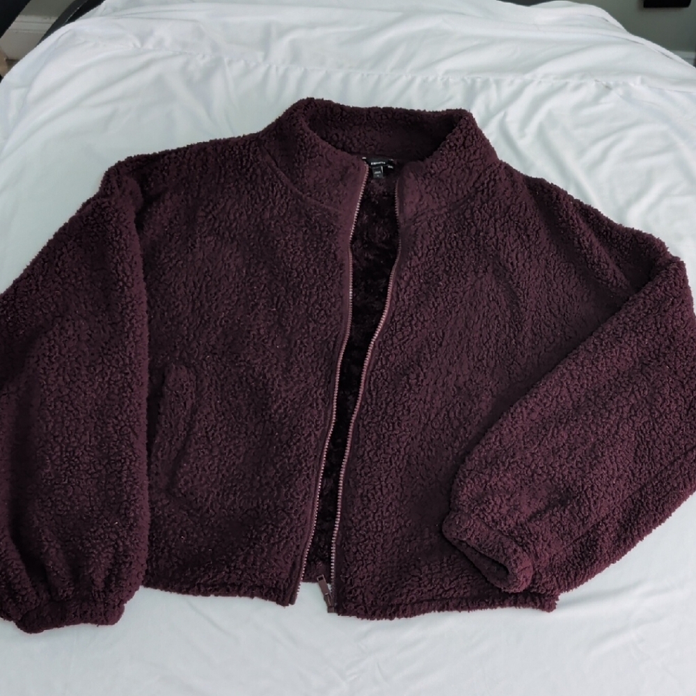 Express Deep Burgundy Fleece Jacket